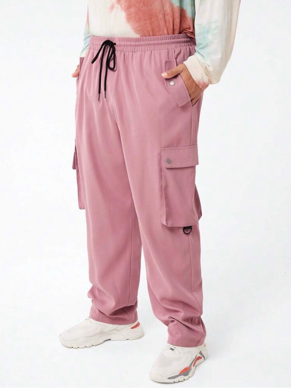 Men’s SHEIN plus size Pink Cargo Jogger Pants with Drawstring size 6XL